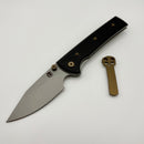 Chaves Knives Scapegoat Street w/ Black Aluminum Handles & Bronze Hardware w/ Stonewash Spear Point 154CM - Blue Label