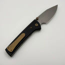 Chaves Knives Scapegoat Street w/ Black Aluminum Handles & Bronze Hardware w/ Stonewash Spear Point 154CM - Blue Label