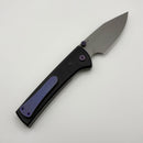 Chaves Knives Scapegoat Street w/ Black Aluminum Handles & Purple Hardware w/ Stonewash Spear Point 154CM - Blue Label