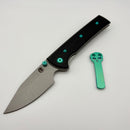 Chaves Knives Scapegoat Street w/ Black Aluminum Handles & Green Hardware w/ Stonewash Spear Point 154CM - Blue Label
