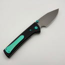 Chaves Knives Scapegoat Street w/ Black Aluminum Handles & Green Hardware w/ Stonewash Spear Point 154CM - Blue Label