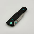 Chaves Knives Scapegoat Street w/ Black Aluminum Handles & Green Hardware w/ Stonewash Spear Point 154CM - Blue Label