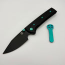 Chaves Knives Scapegoat Street w/ Black Aluminum Handles & Green Hardware w/ Black PVD Spear Point 154CM - Blue Label