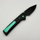 Chaves Knives Scapegoat Street w/ Black Aluminum Handles & Green Hardware w/ Black PVD Spear Point 154CM - Blue Label
