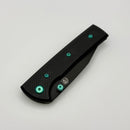 Chaves Knives Scapegoat Street w/ Black Aluminum Handles & Green Hardware w/ Black PVD Spear Point 154CM - Blue Label