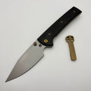 Chaves Knives Scapegoat 229 w/ Black Aluminum Handles & Bronze Hardware w/ Stonewash Spear Point 154CM - Blue Label