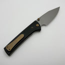 Chaves Knives Scapegoat 229 w/ Black Aluminum Handles & Bronze Hardware w/ Stonewash Spear Point 154CM - Blue Label