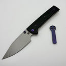 Chaves Knives Scapegoat 229 w/ Black Aluminum Handles & Purple Hardware w/ Stonewash Spear Point 154CM - Blue Label