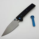 Chaves Knives Scapegoat 229 w/ Black Aluminum Handles & Blue Hardware w/ Stonewash Spear Point 154CM - Blue Label