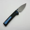 Chaves Knives Scapegoat 229 w/ Black Aluminum Handles & Blue Hardware w/ Stonewash Spear Point 154CM - Blue Label