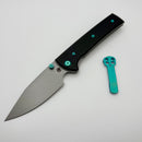 Chaves Knives Scapegoat 229 w/ Black Aluminum Handles & Green Hardware w/ Stonewash Spear Point 154CM - Blue Label