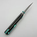 Chaves Knives Scapegoat 229 w/ Black Aluminum Handles & Green Hardware w/ Stonewash Spear Point 154CM - Blue Label