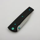 Chaves Knives Scapegoat 229 w/ Black Aluminum Handles & Green Hardware w/ Stonewash Spear Point 154CM - Blue Label