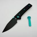 Chaves Knives Scapegoat 229 w/ Black Aluminum Handles & Green Hardware w/ Black Spear Point 154CM - Blue Label