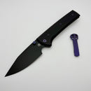 Chaves Knives Scapegoat 229 w/ Black Aluminum Handles & Purple Hardware w/ Black Spear Point 154CM - Blue Label