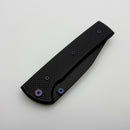 Chaves Knives Scapegoat 229 w/ Black Aluminum Handles & Purple Hardware w/ Black Spear Point 154CM - Blue Label