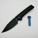 Chaves Knives Scapegoat 229 w/ Black Aluminum Handles & Blue Hardware w/ Black Spear Point 154CM - Blue Label