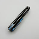 Chaves Knives Liberation Street Flipper w/ Black Aluminum Handles & Blue Hardware w/ Stonewash Drop Point Elmax - Blue Label
