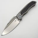 Microtech ANAX Titanium Integral Hand Rubbed Satin M390 w/ Blue Titanium Pivot Collars & Carbon Fiber Inlay 190C-4CFITI (Consignment)
