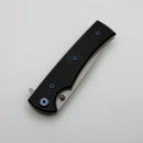 Chaves Knives Liberation Street Flipper w/ Black Aluminum Handles & Blue Hardware w/ Stonewash Drop Point Elmax - Blue Label