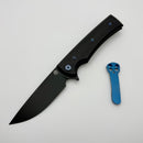 Chaves Knives Liberation Street Flipper w/ Black Aluminum Handles & Blue Hardware w/ Black PVD Drop Point 154CM - Blue Label