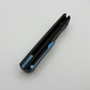 Chaves Knives Liberation Street Flipper w/ Black Aluminum Handles & Blue Hardware w/ Black PVD Tanto 154CM - Blue Label