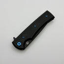 Chaves Knives Liberation Street Flipper w/ Black Aluminum Handles & Blue Hardware w/ Black PVD Tanto 154CM - Blue Label