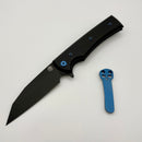 Chaves Knives Sangre Street Flipper w/ Black Aluminum Handles & Blue Hardware w/ Black PVD Wharncliffe 154CM - Blue Label
