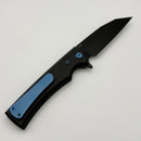 Chaves Knives Sangre Street Flipper w/ Black Aluminum Handles & Blue Hardware w/ Black PVD Wharncliffe 154CM - Blue Label