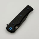 Chaves Knives Sangre Street Flipper w/ Black Aluminum Handles & Blue Hardware w/ Black PVD Wharncliffe 154CM - Blue Label