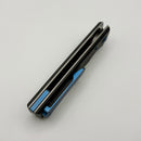 Chaves Knives Sangre Street Flipper w/ Black Aluminum Handles & Blue Hardware w/ Stonewash Wharncliffe 154CM - Blue Label
