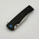 Chaves Knives Sangre Street Flipper w/ Black Aluminum Handles & Blue Hardware w/ Stonewash Wharncliffe 154CM - Blue Label