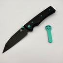 Chaves Knives Sangre 229 w/ Black Aluminum Handles & Green Hardware w/ Black Wharncliffe 154CM - Blue Label