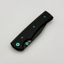 Chaves Knives Sangre 229 w/ Black Aluminum Handles & Green Hardware w/ Black Wharncliffe 154CM - Blue Label