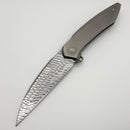 We Knife Fluxor Polished Bead Blast Titanium Handle & Fannie Damasteel M390 WE23071-DS1