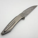 We Knife Fluxor Polished Bead Blast Titanium Handle & Fannie Damasteel M390 WE23071-DS1