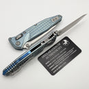 Marfione Select Microtech Socom Ram-Lok Titanium Ice Blue Frag Handles w/ Blue Accents & Tanto Stonewash M390MK 161RL-10FRMS7