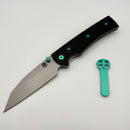 Chaves Knives Sangre 229 w/ Black Aluminum Handles & Green Hardware w/ Stonewash Wharncliffe 154CM - Blue Label