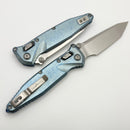 Marfione Select Microtech Socom Ram-Lok Titanium Ice Blue Slab Side Handles w/ Blue Accents & Tanto Stonewash M390MK 161RLS-10MS7