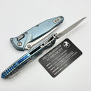 Marfione Select Microtech Socom Ram-Lok Titanium Ice Blue Slab Side Handles w/ Blue Accents & Tanto Stonewash M390MK 161RLS-10MS7