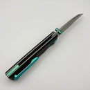 Chaves Knives Sangre 229 w/ Black Aluminum Handles & Green Hardware w/ Stonewash Wharncliffe 154CM - Blue Label