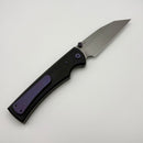Chaves Knives Sangre 229 w/ Black Aluminum Handles & Purple Hardware w/ Stonewash Wharncliffe 154CM - Blue Label