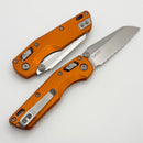 Microtech MSI RAM LOK Mini Orange Fluted Aluminum Handles w/ Full Serrated Stonewash M390MK 210M-12FLOR