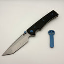 Chaves Knives Liberation 229 w/ Black Aluminum Handles & Blue Hardware w/ Stonewash Tanto 154CM - Blue Label