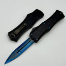 Microtech Knives Hera II Mini Blued Baker Forge Coppermai Damascus D/E w/ Black Claw Burst Deep Engraved Handle & Blue Ti Hardware Signature Series 1702M-16MS3