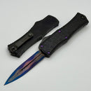 Microtech Knives Hera II Mini Blued Baker Forge Coppermai Damascus D/E w/ Black Claw Burst Deep Engraved Handle & Purple Haze Ti Hardware Signature Series 1702M-16MS5