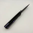 Chaves Knives Liberation 229 w/ Black Aluminum Handles & Purple Hardware w/ Black PVD Tanto 154CM - Blue Label