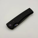 Chaves Knives Liberation 229 w/ Black Aluminum Handles & Purple Hardware w/ Black PVD Tanto 154CM - Blue Label