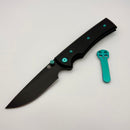 Chaves Knives Liberation 229 w/ Black Aluminum Handles & Green Hardware w/ Black PVD Drop Point 154CM - Blue Label