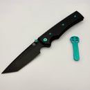 Chaves Knives Liberation 229 w/ Black Aluminum Handles & Green Hardware w/ Black PVD Tanto 154CM - Blue Label